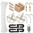 thumbnail image 1 of Essentials Laundry Clothesline Kit, Complete Laundry Hanging Tools Including 198 Ft Cotton Rope, Rustproof Pulleys Line Tightener Wall Hooks Plastic Spreaders for Outdoor Indoor Laundry Hanging, 1 of 5