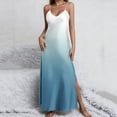 thumbnail image 2 of Levmjia Womens Dress V Neck Sleeveless Gradient Printed Suspender Flowy Split Maxi Dress Casual Beach Vacation Outfit Summer Nightgown, 2 of 8