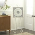 thumbnail image 3 of DecMode 17" x 52" White Metal Tall Adjustable Floor 3 Tier Scroll Easel, 1-Piece, 3 of 14