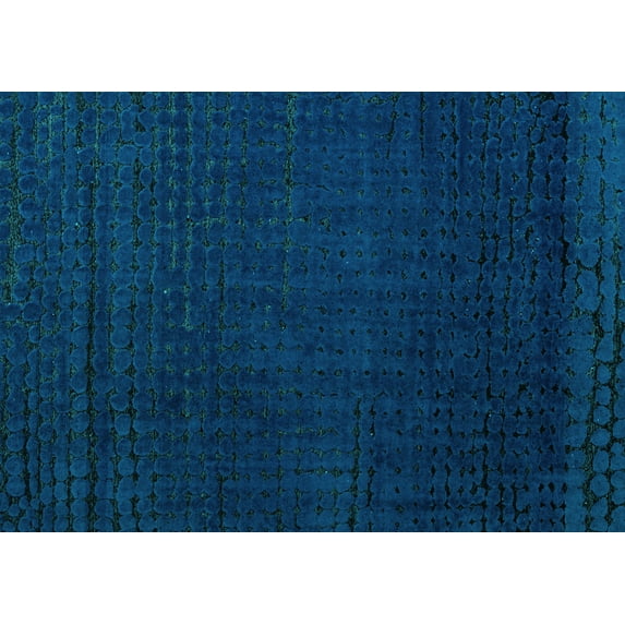 Ahgly Company Indoor Rectangle Abstract Turquoise Blue Modern Area Rugs, 6' x 9'