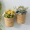 thumbnail image 2 of Juego de 2 cestas de flores colgantes de pasto marino, cestas tejidas para colgar en la pared con H, 2 of 5