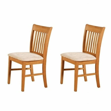 Oak Hall Seat - East West NFC-OAK-C Norfolk Chair Upholstered Seat -Oak Finish., Oak - Pack of 2