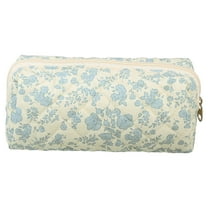 Unique Bargains 1 Pc Durable Small Quilted Makeup Bag White Blue
