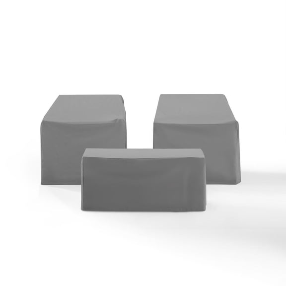 Patio Furniture Cover Set - 3 Piece Vinyl Covers for Chairs & Coffee Table - Weatherproof, Washable, Gray