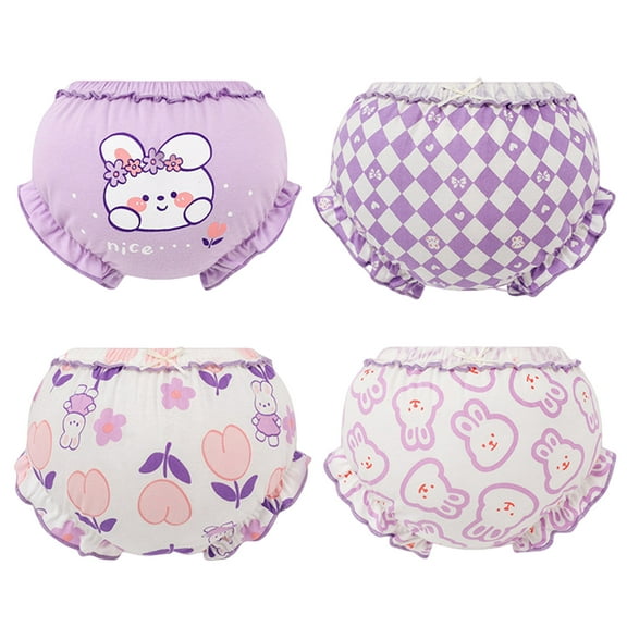 Povozer Training Underwear For Toddlers Girls 1.5-3 4 Pack Baby Pants Unisex Strong Absorbent Cotton Underpants Cute Soft Underwear 6 Months 6 Size 1.5-3 Years,Purple