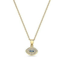 925 Sterling Silver Eye Yellow-Gold Tone Women's Pendant Necklace