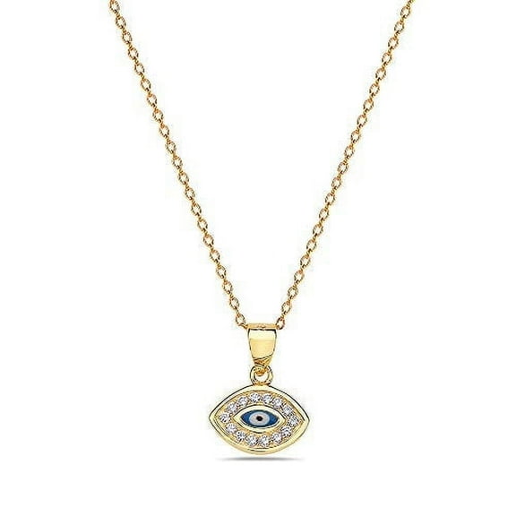 925 Sterling Silver Eye Yellow-Gold Tone Women's Pendant Necklace