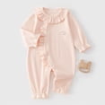thumbnail image 2 of KPOPLK Infant Baby Girl Pajamas One Piece Girls Button Down Long Sleeve Footless Sleepers for 0 3 6 9 12 18 Months Size 9-12 Months,Light Pink, 2 of 4