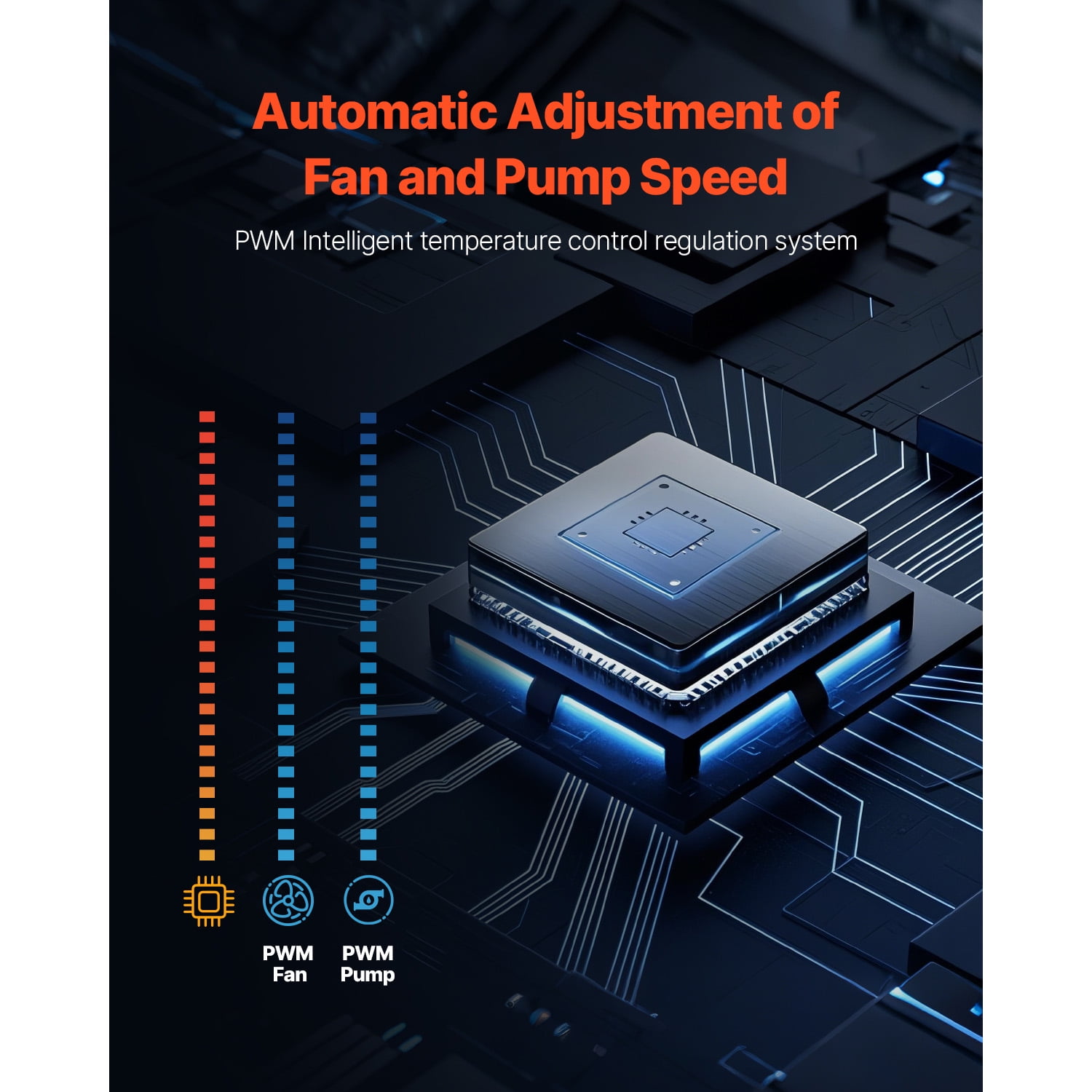 KFFKFF Liquid CPU Cooler, Comprehensive CPU Water Cooler - 120mm PWN Fans & Pump, Customizable Black PC Liquid Cooler with 2.1'' LCD Display & ARGB Lighting, Compatible with Intel 115X/1366/2011