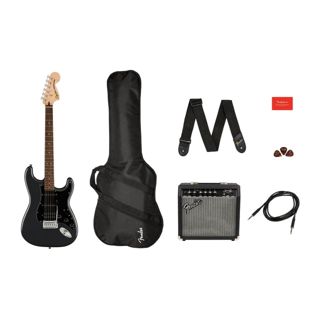 FENDER Paquete Guitarra Eléctrica AFFINITY SERIES Strat HHS Carbón Frost Metálico 0372821069 FENDER negro 64x28x115