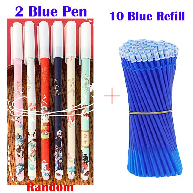 Juego de UDS Kawaii para niños, 12 bolígrafo de Gel borrable, 0,5mm, escritura, oficina, repuesto para bolígrafo, papelería