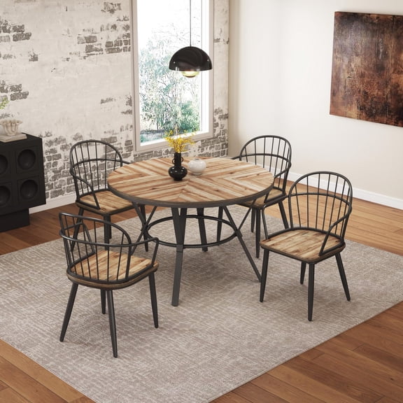 Miekor Furniture Indoor Dining Set With Metal Legs (Set of 4),Light Birch 30174