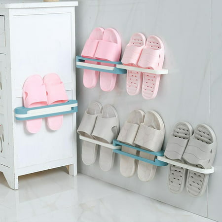 3 in 1 Foldable Slippers Holder Wall Mounted Hanging Shoes Storage Rack ...