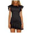 thumbnail image 2 of Mefallenssiah Mode Femmes Robe Décontractée Sexy Col Rond Uni Été Manches Courtes, 2 of 6