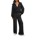 thumbnail image 1 of Womens 2 Piece Sweatsuits Loungewear Sets Quarter Zip Pullover Sweatshirts with Wide Leg Sweatpants, 1 of 5