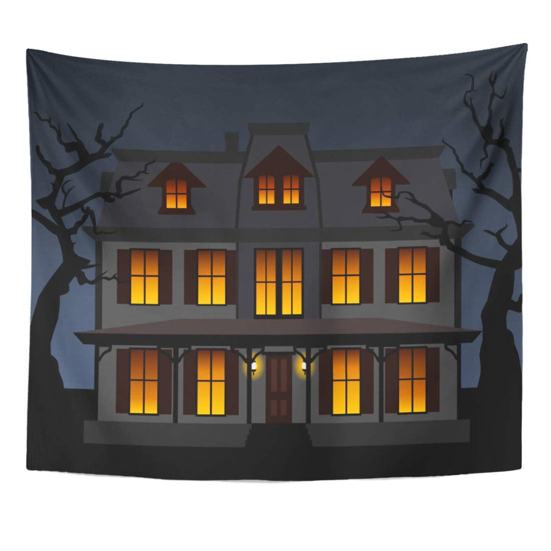 ZEALGNED Gray Branch Black Window Haunted House in The