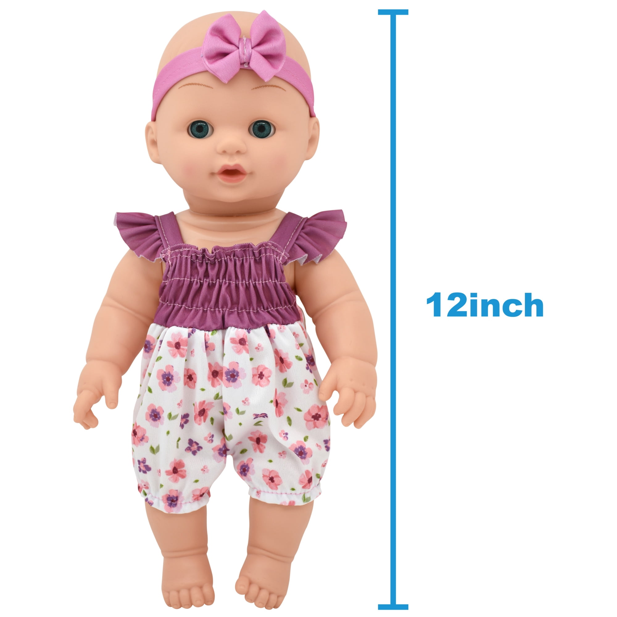 Little Darlings: Out For A Stroll - Cupcake Lollipop Pink & Blue Outfit - 12" Baby Doll & Foldable Toy Stroller, Soft Body, Treats Design, Kids Age 3+