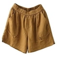 thumbnail image 3 of Workout Shorts Women Pack New Plus Size Summer Shorts for Women, Elastic Waist Comfy Casual Shorts, Loose Fits Versatile Bottoms with Pockets Yellow 4XL, 3 of 9