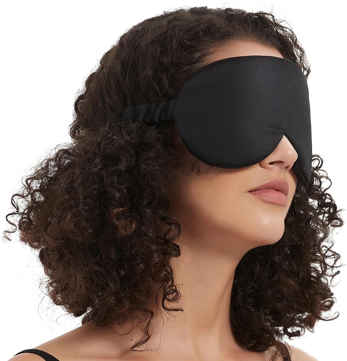 Sleep Mask with Silk-Covered Headband for Hair Care, Silk Eye Mask Comfortable Scrunchy Band Over Ears Non-Adjustable Elastic Strap (Thick, Luxury 22 Momme)