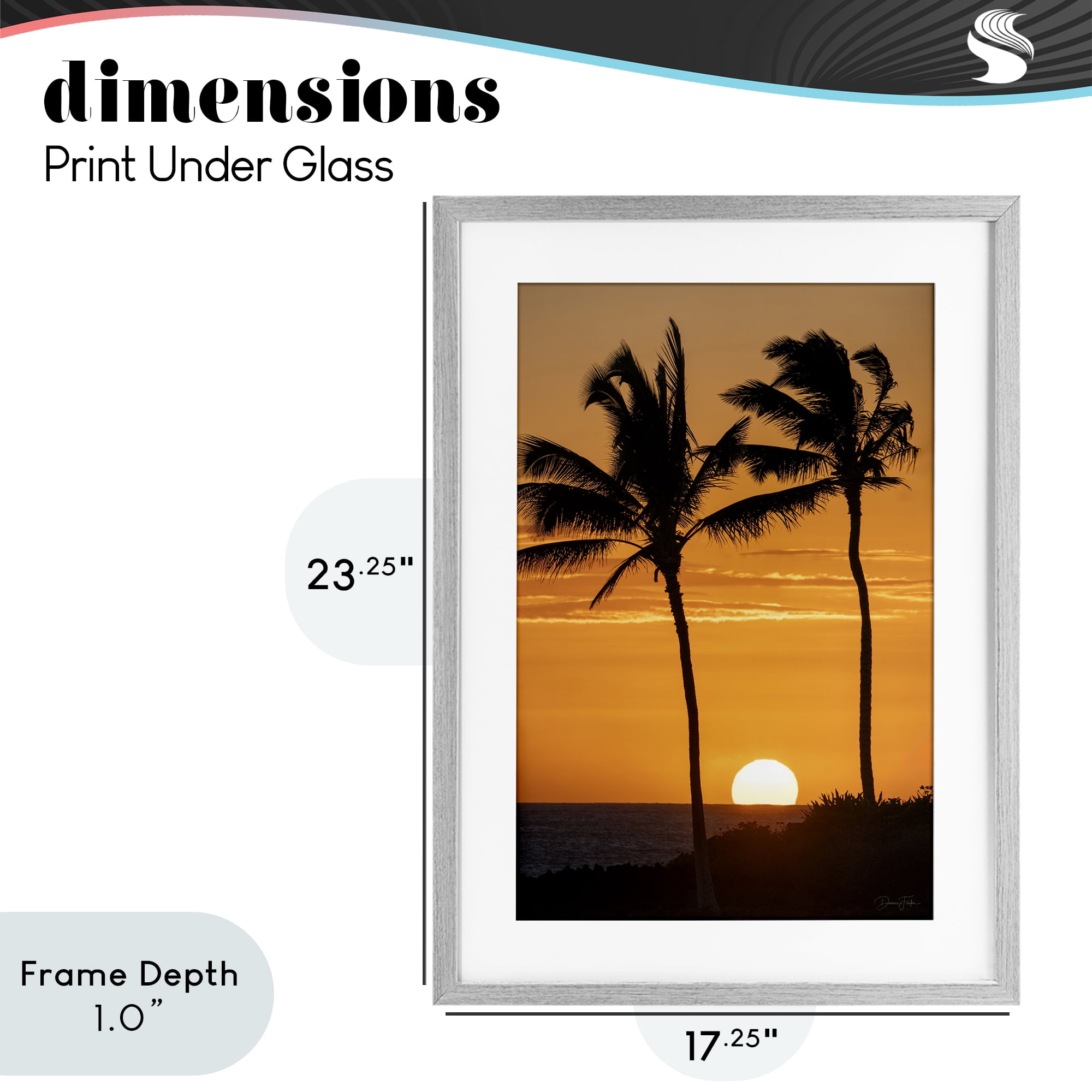 Stupell Industries Sunset Through Palm Trees Gray Framed Print Under Glass, design by Dennis Frates