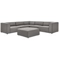 thumbnail image 1 of Sectional Sofa Set, Faux Vegan Leather, Grey Gray, Modern Contemporary Urban Design, Living Lounge Room Hotel Lobby Hospitality, 1 of 10