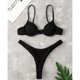 thumbnail image 3 of Conjunto de bikini para mujer Traje de baño de dos piezas elástico transpirable de moda Traje de baño para mujer Negro M, 3 of 6