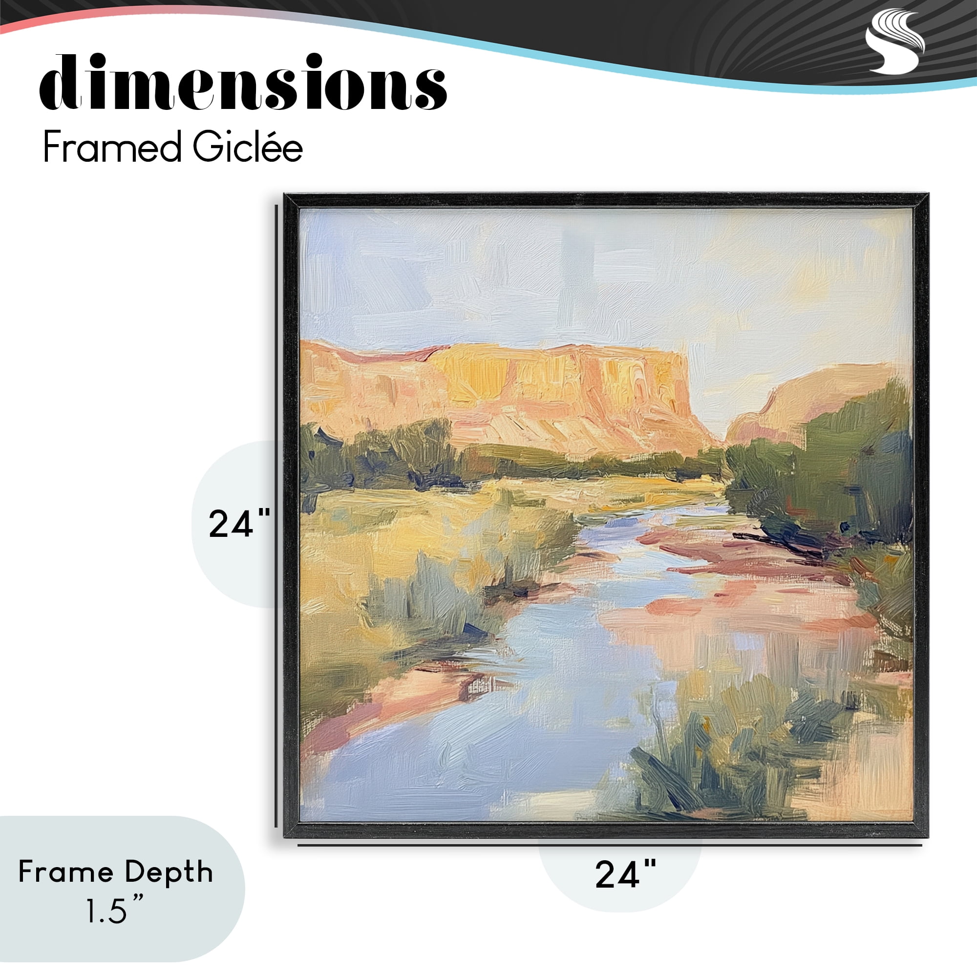 Stupell Industries Painted Plateau River Reflection Black Framed Giclee Art, design by Petal Prints Design