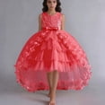 thumbnail image 2 of JAJAHO Girls Floral Princess Dress Sleeveless Pearl Party Prom Wedding Kids 2-15 Years High Low Ruffle Mesh Layered Tiered Dresses Formal Performance Wear Versatile Dresses, 2 of 7