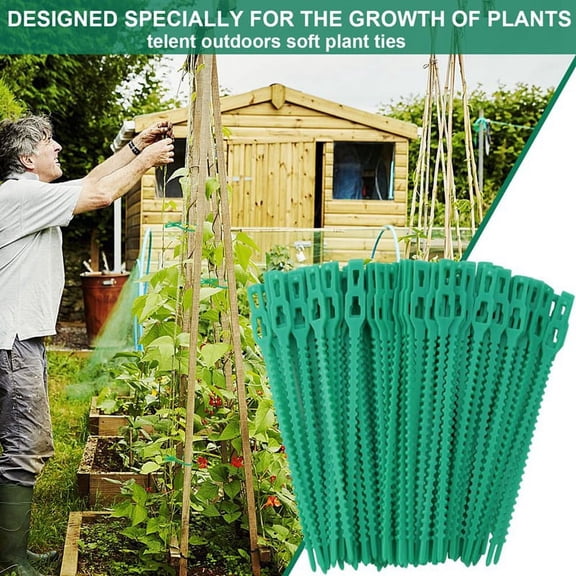 Garden 100-Pack Adjustable Green PE Plant Twist Ties for Outdoor Gardening