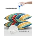 thumbnail image 4 of Pack of 2 Outdoor Pillow Covers, Colorful Stripes Yellow Teal Red Blue Wood Texture Waterproof Square Throw Pillowcase Cushion Decorative Pillow Covers for Couch Patio Tent, 20x20 in, 4 of 6