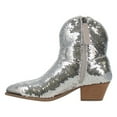 thumbnail image 2 of YDN Women Womens Sequins Closed Toe Ankle Booties Block Low Heel Side Zip Western Boots Sparkle Fall Weather Dress Shoes Size 9.5 Silver, 2 of 4
