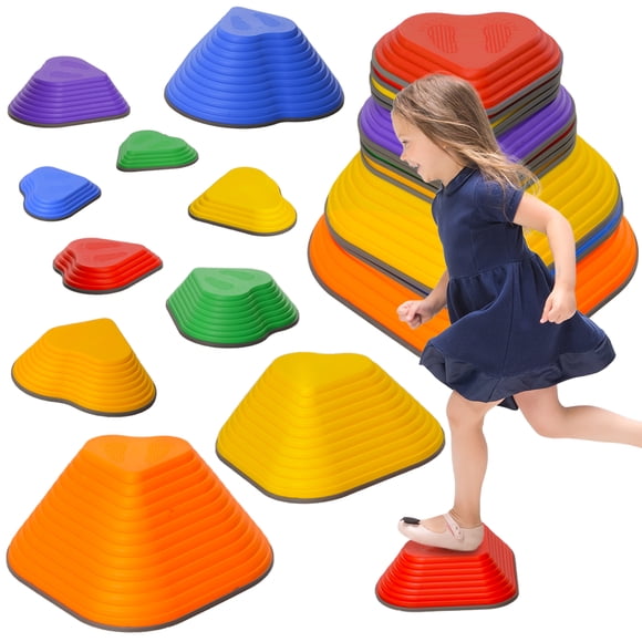 Qaba 11PCs Stepping Stones Kids, Non-Slip Stackable Balance Stepping Stone