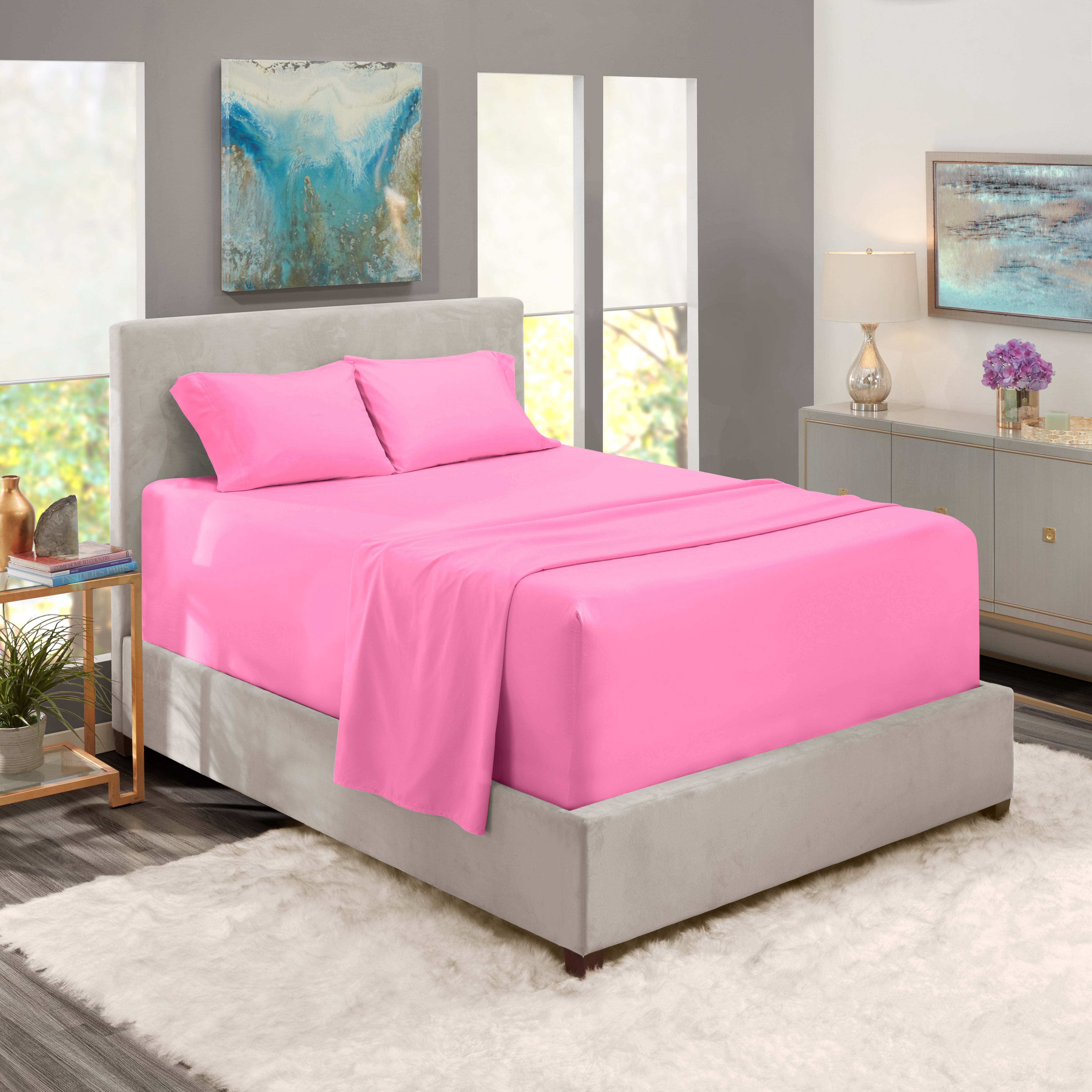 LammaLoe Extra Deep Pocket Queen Sheets Set, 4 Piece, Fits 18"-24" Mattress, Breathable & Extra Soft Bed Sheets, Light Pink