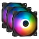 thumbnail image 1 of Kit de 3 Ventiladores XPG Vento, 120mm, 1200RPM, ARGB, Color Negro., 1 of 2