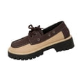 thumbnail image 1 of Chaussures de Course pour Femmes, Chaussures Décontractées Unies à Empiècements, à Lacets devant, Bout Rond, Plates, Semelle Épaisse, Toutes Saisons, Mocassins pour Femmes, 1 of 9