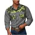 thumbnail image 3 of DDAPJ pyju Mens Western Cowboy Shirts Camouflage Button Down Shirt Long Sleeve Work Shirts for Men with Two Pockets Gray L, 3 of 8