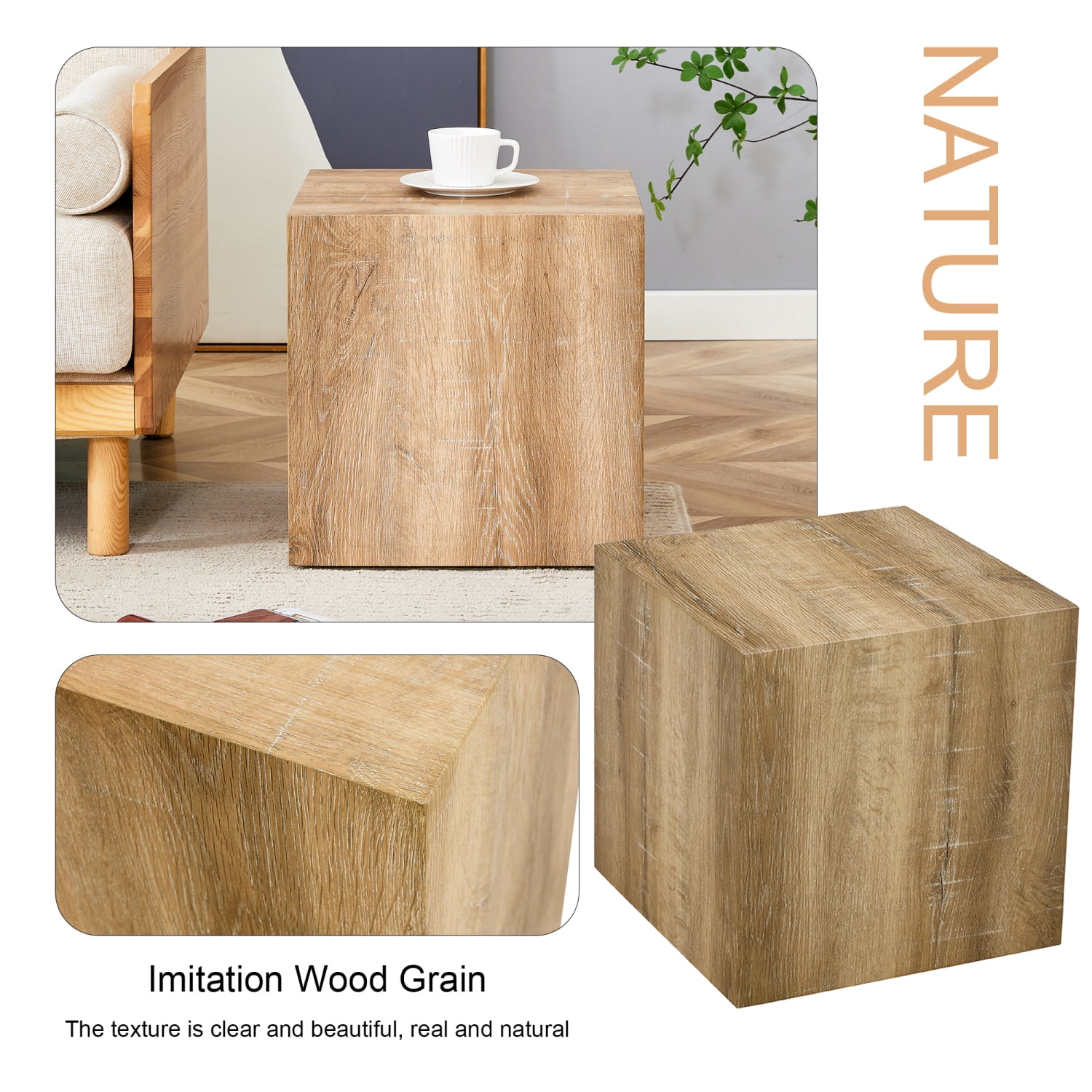 Modern MDF Coffee Table with Natural Wood Texture