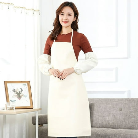 

GOODLIEST Solid Color Unisex Faux Leather Waterproof Unisex Kitchen Bib Aprons Oversleeves