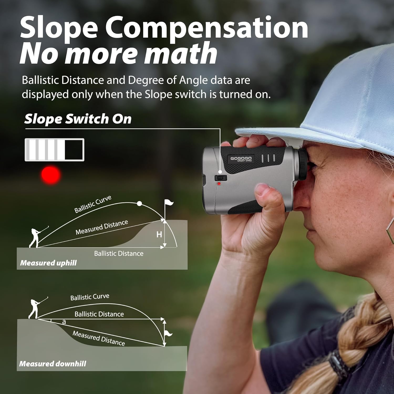 GOGOGO SPORT VPRO Magnetic Golf Rangefinder with Slope ON/OFF Switch, 1500 Yards Range Finder