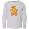thumbnail image 3 of Inktastic Cute Gingerbread Girl with Pink Bow Christmas Long Sleeve Youth T-Shirt, 3 of 5