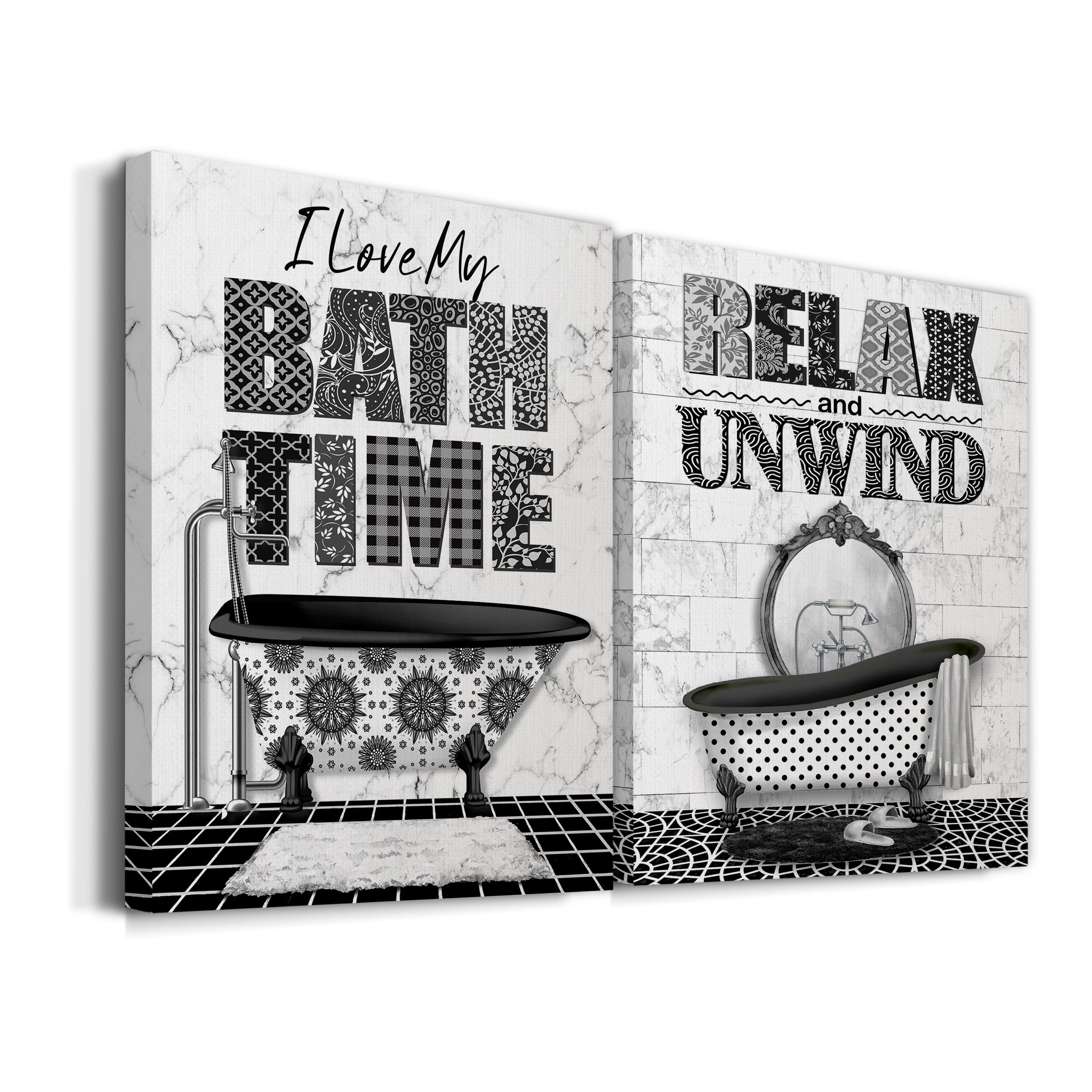 Bath Time Premium Gallery Wrapped Canvas - Ready to Hang - Set of 2 - 40 x 60 Each