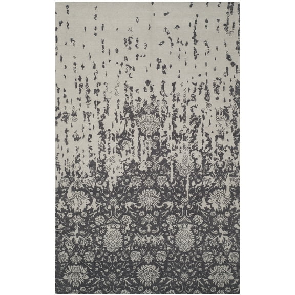 SAFAVIEH Restoration Vintage Dalton Floral Wool Area Rug, Silver/Grey, 4' x 6'