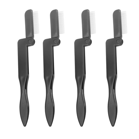 4PCS Handheld Eyebrow Combs Plastic Handle Eyebrow Comb Foldable Eyebrow Comb Stainless Steel Teeth Comb