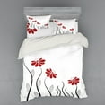 thumbnail image 2 of Ambesonne Flower Bedding Set 3 Pcs, Modern Floral Petals, Twin XL, Red and Black, 2 of 3