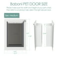 Baboni Doggy Door for Wall, Safe Indoor Cat Pet Door, Medium Size, Steel Frame and Telescoping