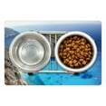 thumbnail image 1 of Island Pet Mat for Food and Water, Aerial View Landscape Image Art of Sunny Navagio Beach on Coast of Zakynthos, Non-Slip Rubber Mat for Dogs and Cats, 18" X 12", by Ambesonne, 1 of 1