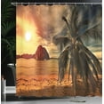 thumbnail image 4 of Ambesonne Beach Shower Curtain, Havana Seashore Sunny, 69"Wx84"L, Dark Green Pale Brown, 4 of 5