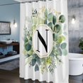 thumbnail image 6 of Letter N Shower Curtain, Alphabet Green Eucalyptus Leaves Plant Simple Waterproof Shower Curtain Set with 12 Hooks Lightweight Bath Curtains Fabric Bathroom Decor 72x84 Inches, 6 of 9