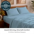 thumbnail image 2 of Mellanni 4-Piece Iconic King Bedsheet Set - Microfiber, 16" Deep Pocket, Cooling, Wrinkle, Fade, Stain Resistant, Light Blue, 2 of 7