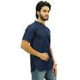 thumbnail image 2 of Atasi Men's Mandarin Collar Blue Denim Kurta Half Sleeve Casual Tunic-S, 2 of 7